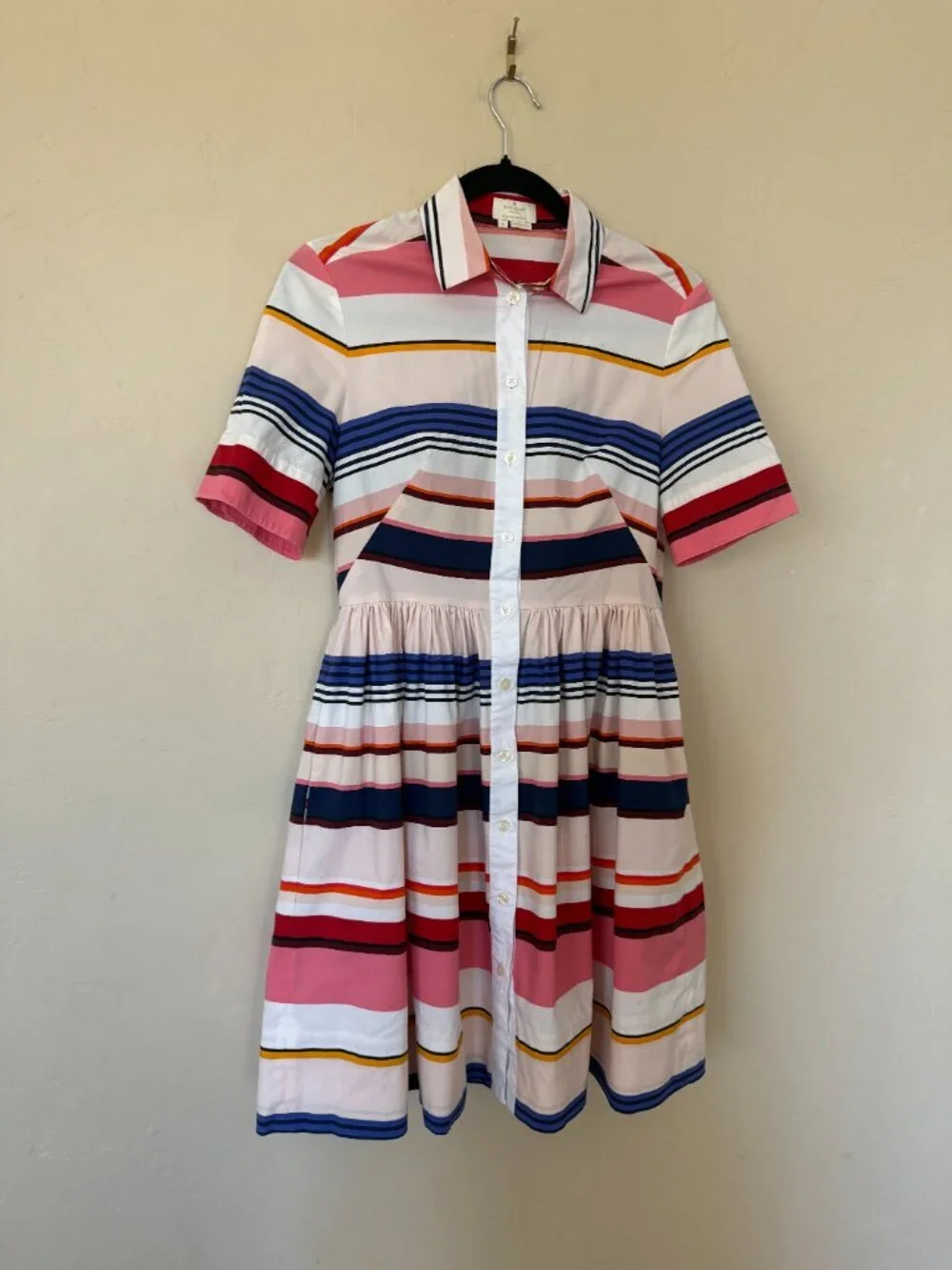 Kate Spade Stripe Shirt Dress Fit & Flare Preppy Cottagecore Mini Size 0